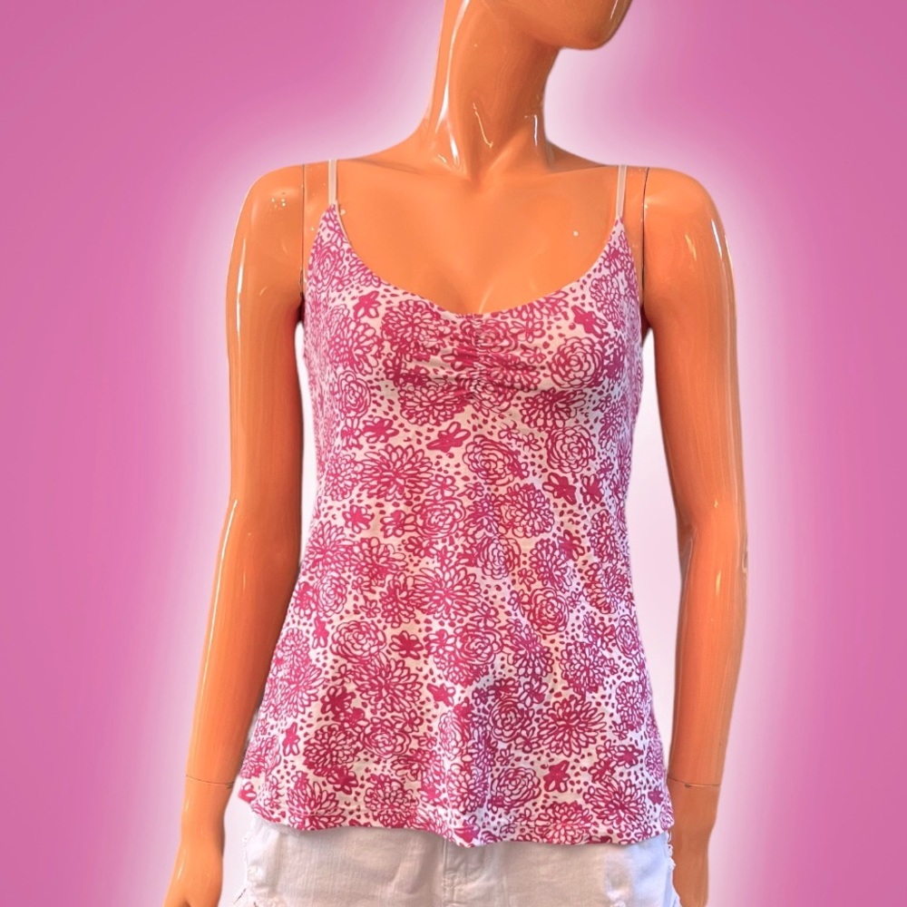 GAP Hot Pink Floral Shelf Cami